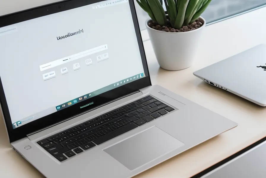 Symbolische Darstellung einer digitalen Kurs-Migration auf einem Laptop